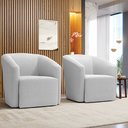 Ver imagem 2 de Kit 2 Poltronas Stella Max Bouclê Off White Base Giratória - D'Rossi