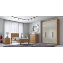 Ver imagem 3 de Guarda Roupa Solteiro 4 Portas 3 Gavetas - Moderni -Cumaru/Fendi - Móveis Novo Horizonte