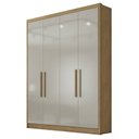 Ver imagem 1 de Guarda Roupa Solteiro 4 Portas 3 Gavetas - Moderni -Cumaru/Fendi - Móveis Novo Horizonte