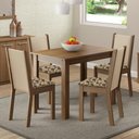 Ver imagem 1 de Conjunto Sala de Jantar Madesa Cíntia Mesa Tampo de Madeira com 4 Cadeiras Rustic/Crema/Bege Marrom