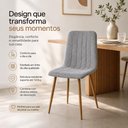 Ver imagem 4 de Cadeira de Jantar Kendra Estrutura em Aço Estofado em Linho Cinza Cadeiras Inc