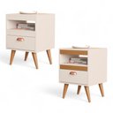 Ver imagem 3 de Kit 02 Mesas de Cabeceira Flex Sal Off White e Ypê Sal