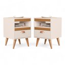 Ver imagem 1 de Kit 02 Mesas de Cabeceira Flex Sal Off White e Ypê Sal