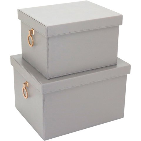 HOME&CO CAIXA ORGANIZADORA SINTÉTICO CINZA 2PÇ