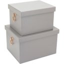 Ver imagem 1 de HOME&CO CAIXA ORGANIZADORA SINTÉTICO CINZA 2PÇ