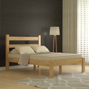 Cama Casal em Madeira Maciça Reforçado Rubi Nemargi:nogueira