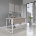 Ver imagem 1 de Escrivaninha Mesa Escritório X 150cm Industrial Castanheira e Branco Cinza