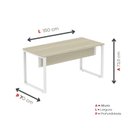 Ver imagem 4 de Escrivaninha Mesa Escritório X 150cm Industrial Castanheira e Branco Cinza