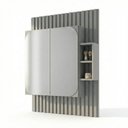 Ver imagem 4 de Conjunto Gabinete para Banheiro Suspenso Ripado com Cuba e Espelheira em MDF 82cm Toscana Cimento Cinza