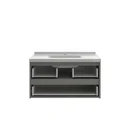 Ver imagem 6 de Conjunto Gabinete para Banheiro Suspenso Ripado com Cuba e Espelheira em MDF 82cm Toscana Cimento Cinza