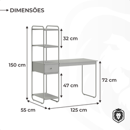 Mesa Escrivaninha Industrial Escritório com Prateleira Lateral Criare - 6