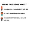Esguicho P/ Engate Rápido C/Jato Regulável + Engate Rápido 3/4" e 5/8" + Bico Torneira Engate Rápido - 2