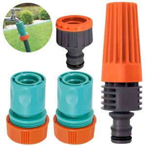 Esguicho P/ Engate Rápido C/Jato Regulável + Engate Rápido 3/4" e 5/8" + Bico Torneira Engate Rápido