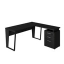 Ver imagem 3 de Mesa para Escritório em L com Gaveteiro Moderno 3 Gavetas 150cm Preto F5 Office