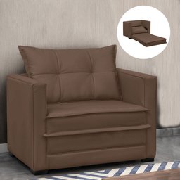 Poltrona Cama Retrátil Solteiro Milenni Veludo Marrom B03 - D'rossi - 1