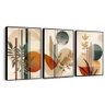 Kit 3 Quadros Boho Abstrato Folhagem Nude com Moldura:preta - 11