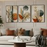 Kit 3 Quadros Boho Abstrato Folhagem Nude com Moldura:preta - 9