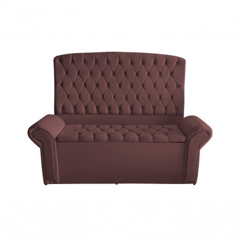 Kit de Quarto Cabeceira de Cama Box e Calçadeira Baú Dubai King 195 Cm Suede Rosê do Lar Móveis