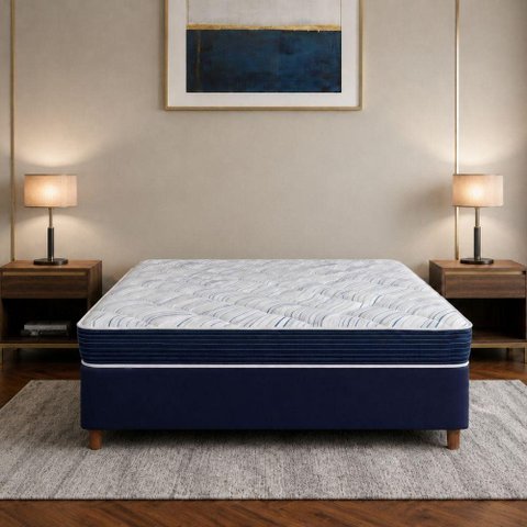 Cama Box Casal Colchão Velvet Molas Ensacadas Portobel  138x188x57cm