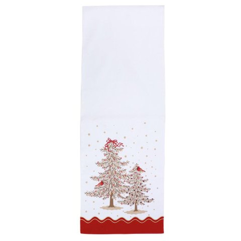 Caminho de Mesa C/pinheiro Branco 180cm