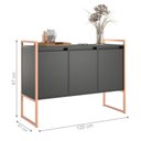 Ver imagem 4 de Aparador Buffet Flora Industrial 3 Portas MDP 120cm Preto Cobre Plata Móveis