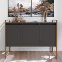Ver imagem 1 de Aparador Buffet Flora Industrial 3 Portas MDP 120cm Preto Cobre Plata Móveis