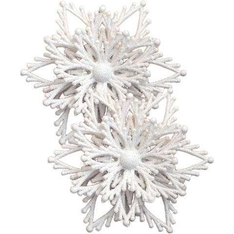 Kit 16 Flores Natal com Glitter Branco Natalino Enfeite 10cm