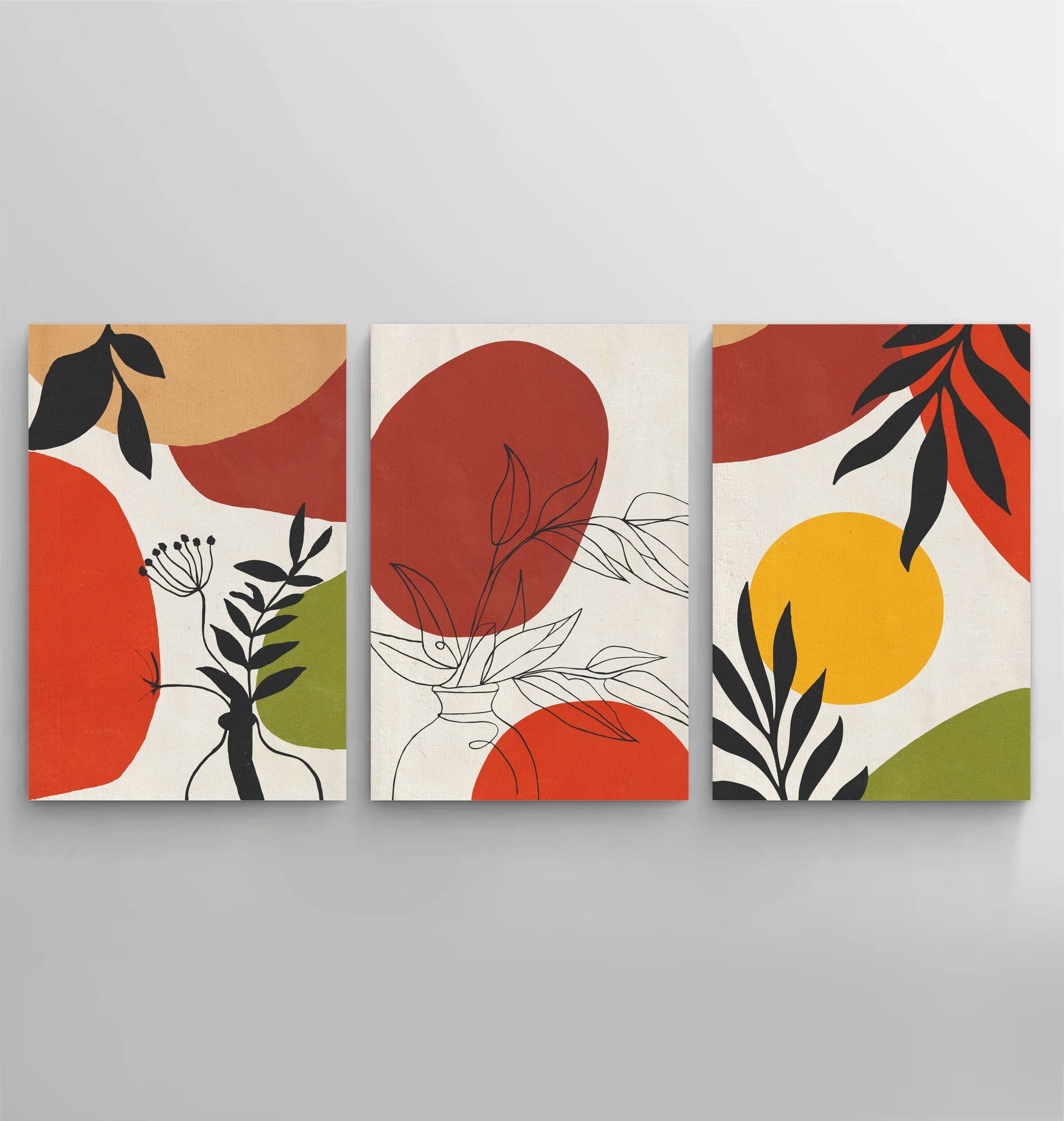 Conjunto com 3 grandes quadros pintados manualmente para decoração medindo 90x60cm cada quadro - 4