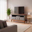Ver imagem 1 de Rack para TV até 60 Polegadas 150 cm 3 Gavetas Pés Luis Xv em Madeira + Nicho