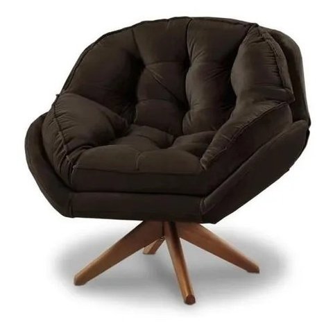 Poltrona Decorativa Califórnia Giratória Suede Marrom - Fm