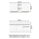 Ver imagem 3 de Cozinha Compacta Madesa Glamy 150002 com Armário e Balcão (Sem Tampo e Pia) Branco Cor:Branco