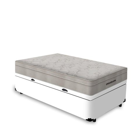 Cama Box Baú Solteiro + Colchão de Molas Ensacadas Ortobom Airtech Springpocket 88cm