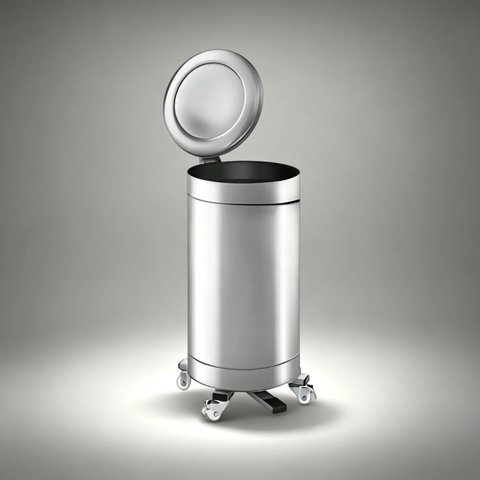 Lixeira com Pedal e Rodízios Aço Inoxidável 30 Litros