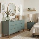 Ver imagem 1 de Conjunto de Quarto Cômoda Dm-243 6 e Mesa de Cabeceira Dm-125 2 MDF MDP Metal Verde Oliva Ditália