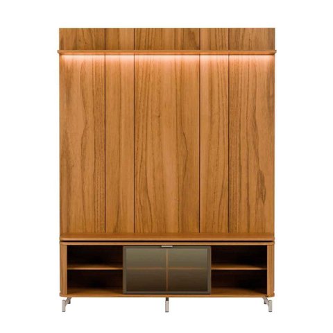Rack com Painel para TV até 85" 1 Prateleira 1 Porta Vidro Reflecta e LED Lincoln Float 178cm -