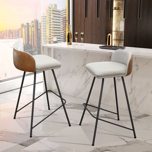 Kit 2 Banquetas para Balcão Nobre em Aço Industrial Linho/sintético