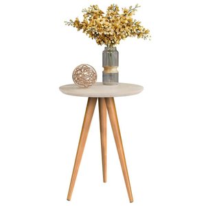 Mesa de Apoio Classic com Pés Palito para Sala ou Escritório - Off White