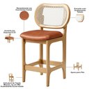Ver imagem 7 de Kit 5 Banquetas Baixa Bar Cozinha Sala de Jantar Betta L02 Mel Tela Couríssimo Camel - Lyam Decor