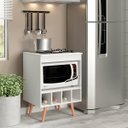 Ver imagem 1 de Balcão para Cooktop 60 x 85 Cm Adega Nicho Forno/Micro Pés Palito Madeira MDP Branco 7200 - MENU