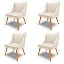 Ver imagem 1 de Kit 4 Cadeiras Decorativas Sala de Jantar Pés Palito de Madeira Firenze PU Bege/Natural G19 - Gran B