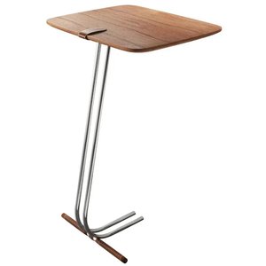 Mesa de Apoio para Sofá Bandeja Castanho Base Cromada