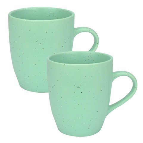 Kit 2 Canecas Xícaras de Cerâmica Chá Café Artisan 330ml:verde