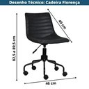 Ver imagem 5 de Cadeira Giratória Florença Rivatti Assento em Poliuretano Preto Base Rodizio Aço Preto