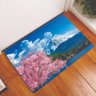 Tapete Capacho Personalizado Divertido Montanha Fuji Flores - 1