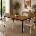 Ver imagem 2 de Conjunto Sala de Jantar Mesa Retangular 4 Lugares com 4 Cadeiras Monaco Rattan - Branco e Nude