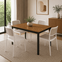 Ver imagem 3 de Conjunto Sala de Jantar Mesa Retangular 4 Lugares com 4 Cadeiras Monaco Rattan - Branco e Nude