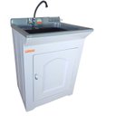 Ver imagem 1 de Gabinete em Plástico Abs Tanque com Esfregadeira Lateral de Fibra 40 Litros e Torneira de Mesa