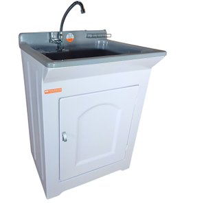 Gabinete em Plástico Abs Tanque com Esfregadeira Lateral de Fibra 40 Litros e Torneira de Mesa