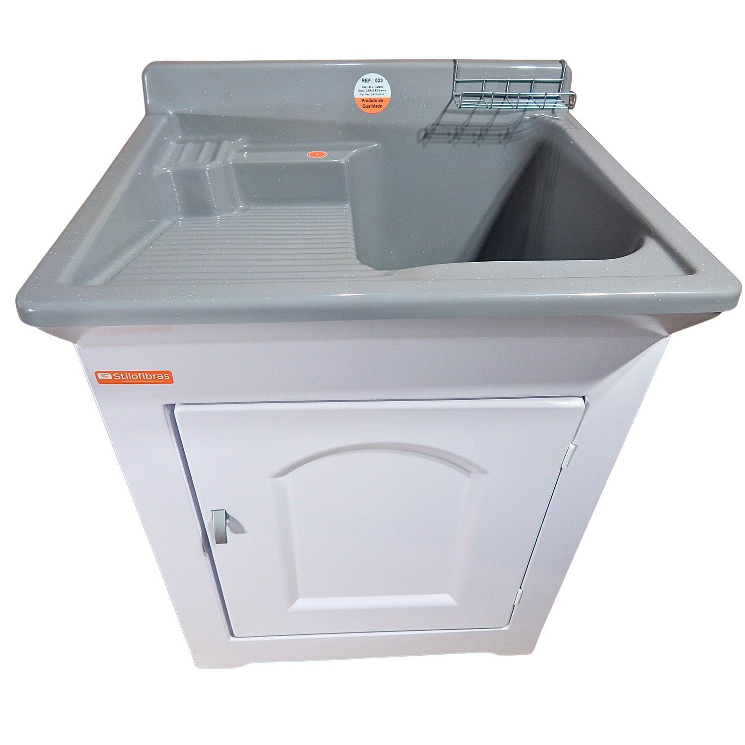 Gabinete em Plástico Abs Tanque com Esfregadeira Lateral de Fibra 40 Litros e Torneira de Mesa - 6