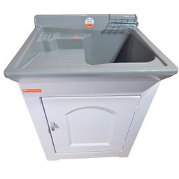 Gabinete em Plástico Abs Tanque com Esfregadeira Lateral de Fibra 40 Litros e Torneira de Mesa - 6